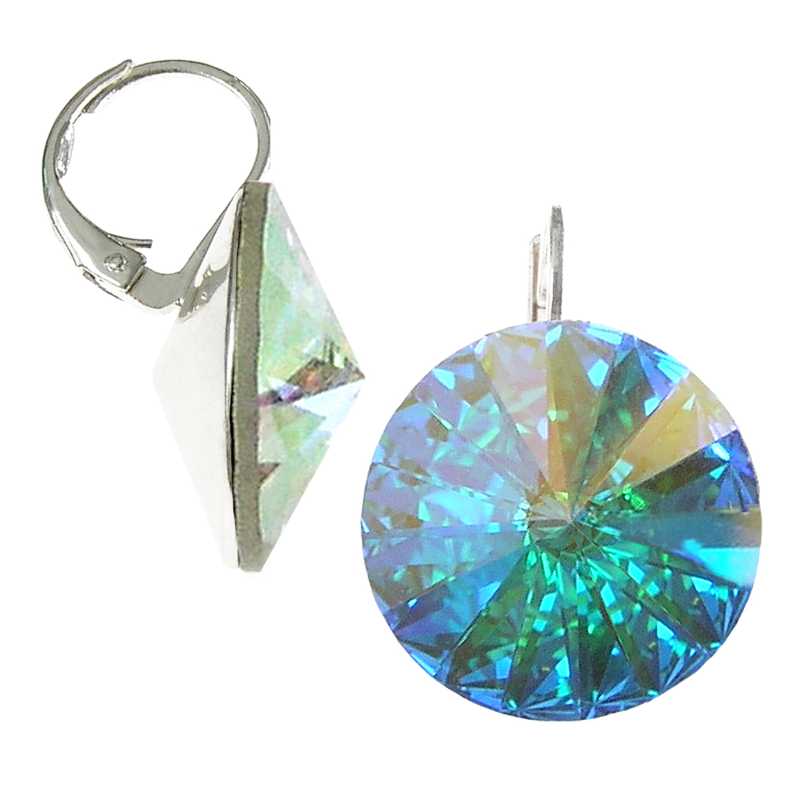 18mm Ohrringe mit Swarovski Kristall in der Farbe Aurora Borealis